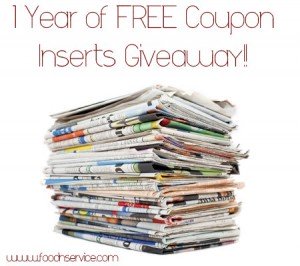 1 year free of coupons inserts Giveaway!!
