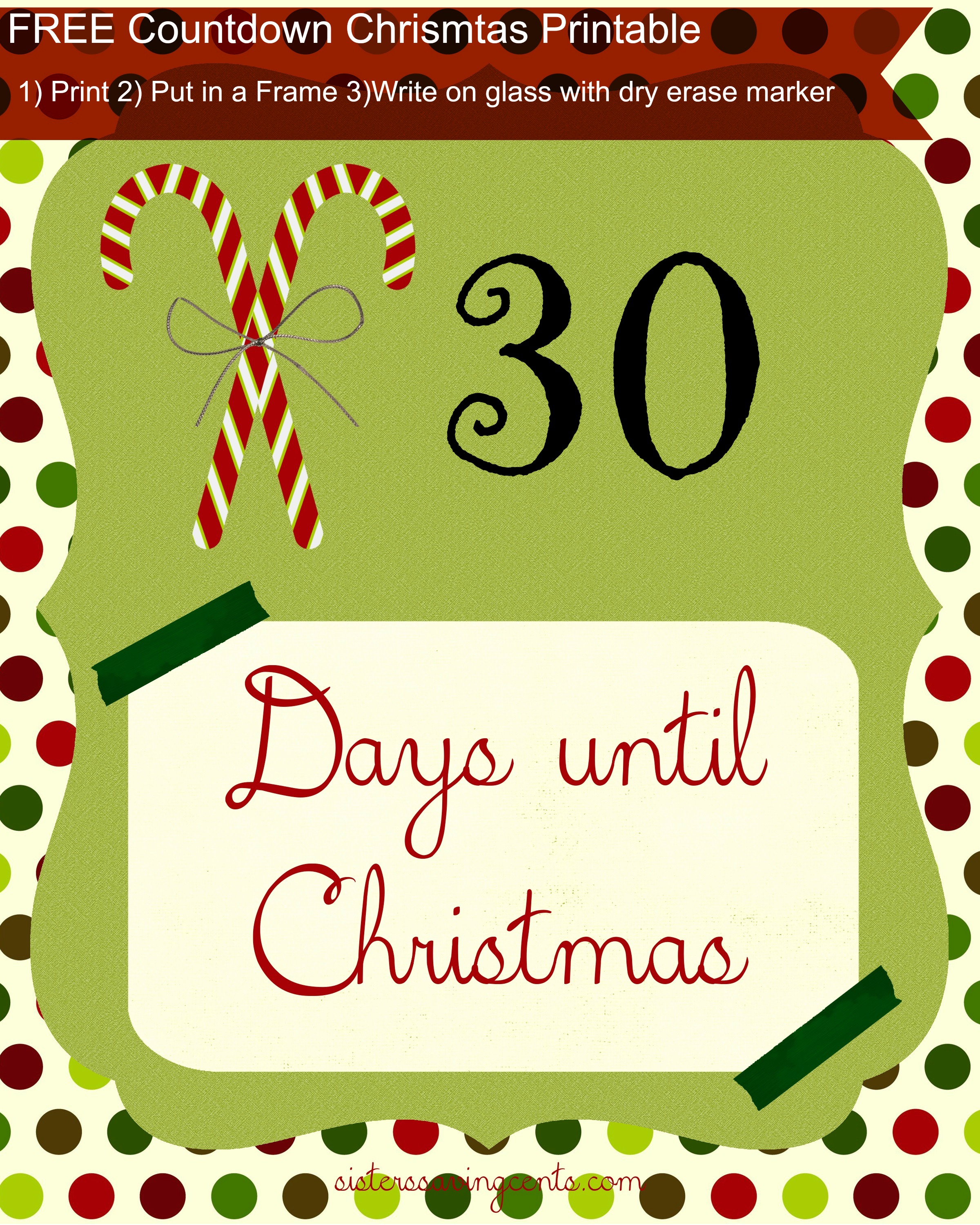 Free Countdown to Christmas Printable2400 x 3000