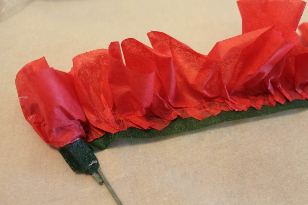 Roses 6, roll tape onto bent wire end