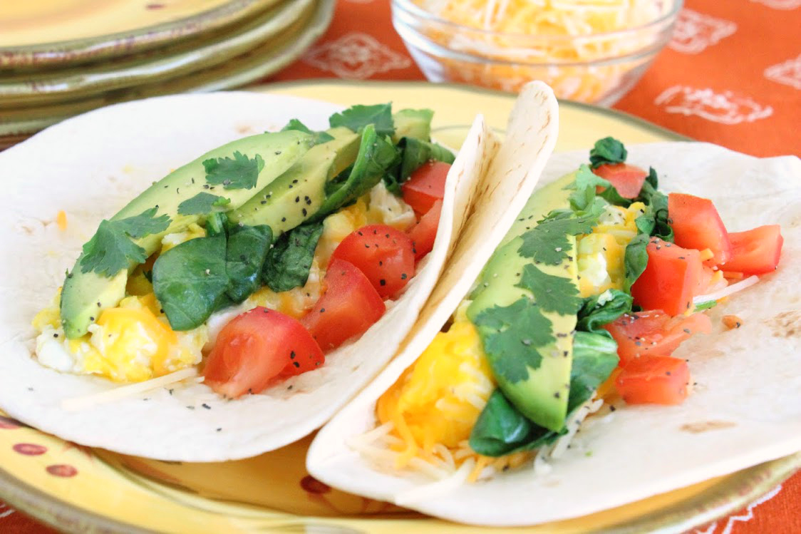 Wilted Spinach and Avocado Breakfast Tacos